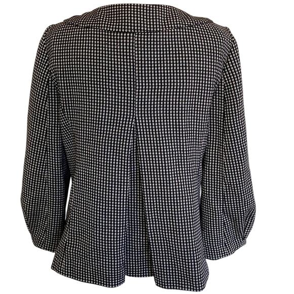 Ann Taylor Black White Dot Suit Blazer 3 Button Puff Sleeve Jacket - 4 - Picture 10 of 10